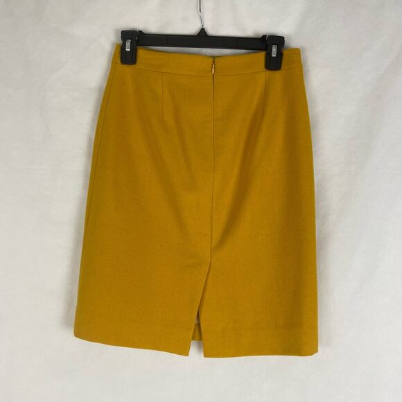 J. Crew Women's The Pencil Skirt Mustard Wool Blend Size 00 - Picture 6 of 10
